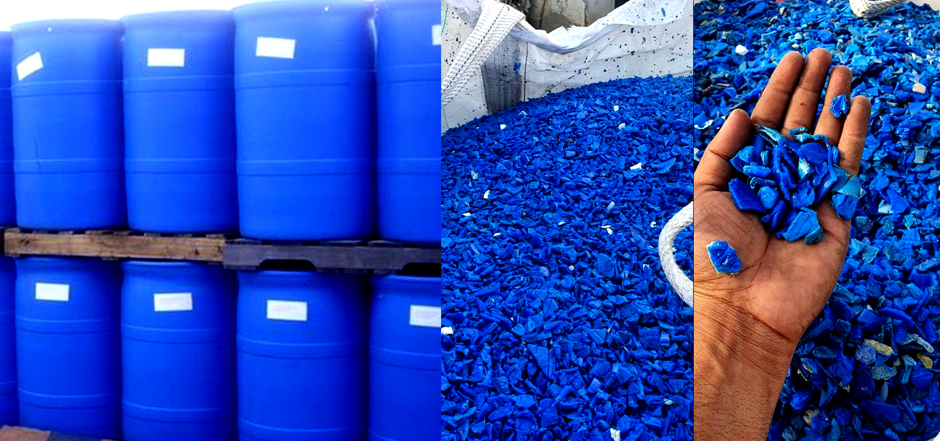 HDPE recycled plastic drum material prepared for export